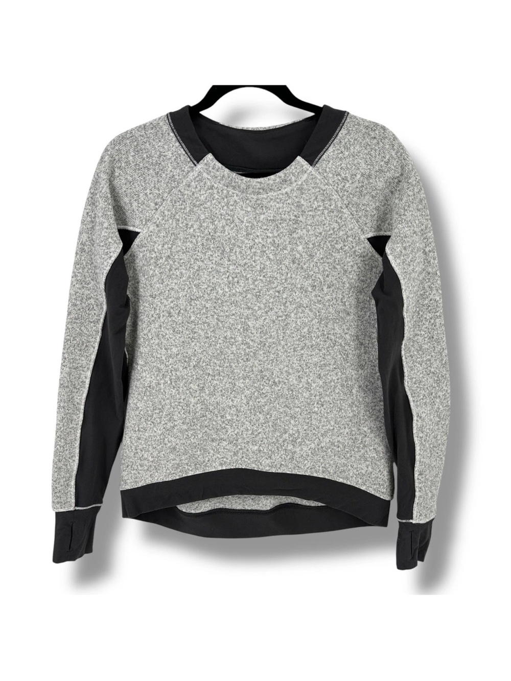 Lululemon Fleet Street Pullover Heathered White Soot Thumbholes